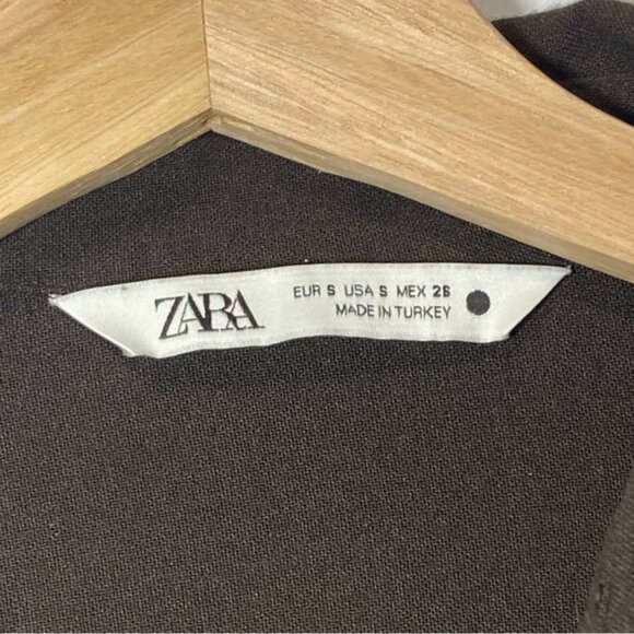 Zara TRF Chain Link Long Sleeve Buttondown Dress Dark Brown size S - Picture 6 of 8